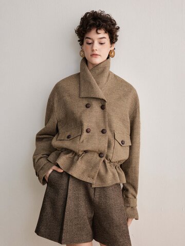 YY_Lapel slim blend jacket