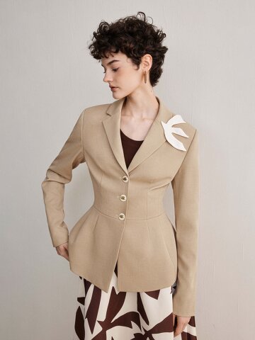YY_Button stand waist blazer