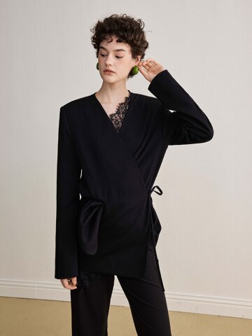 YY_Lace patchwork blazer