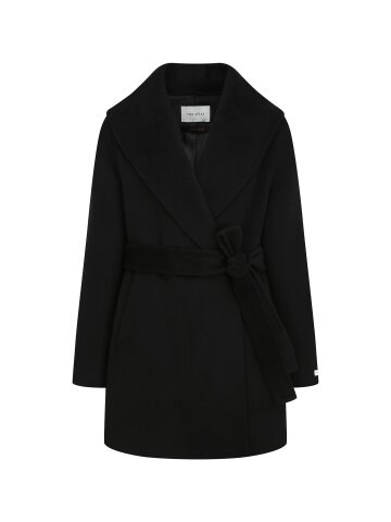 울 숄 칼라 핸드메이드 하프 코트 (BLACK)