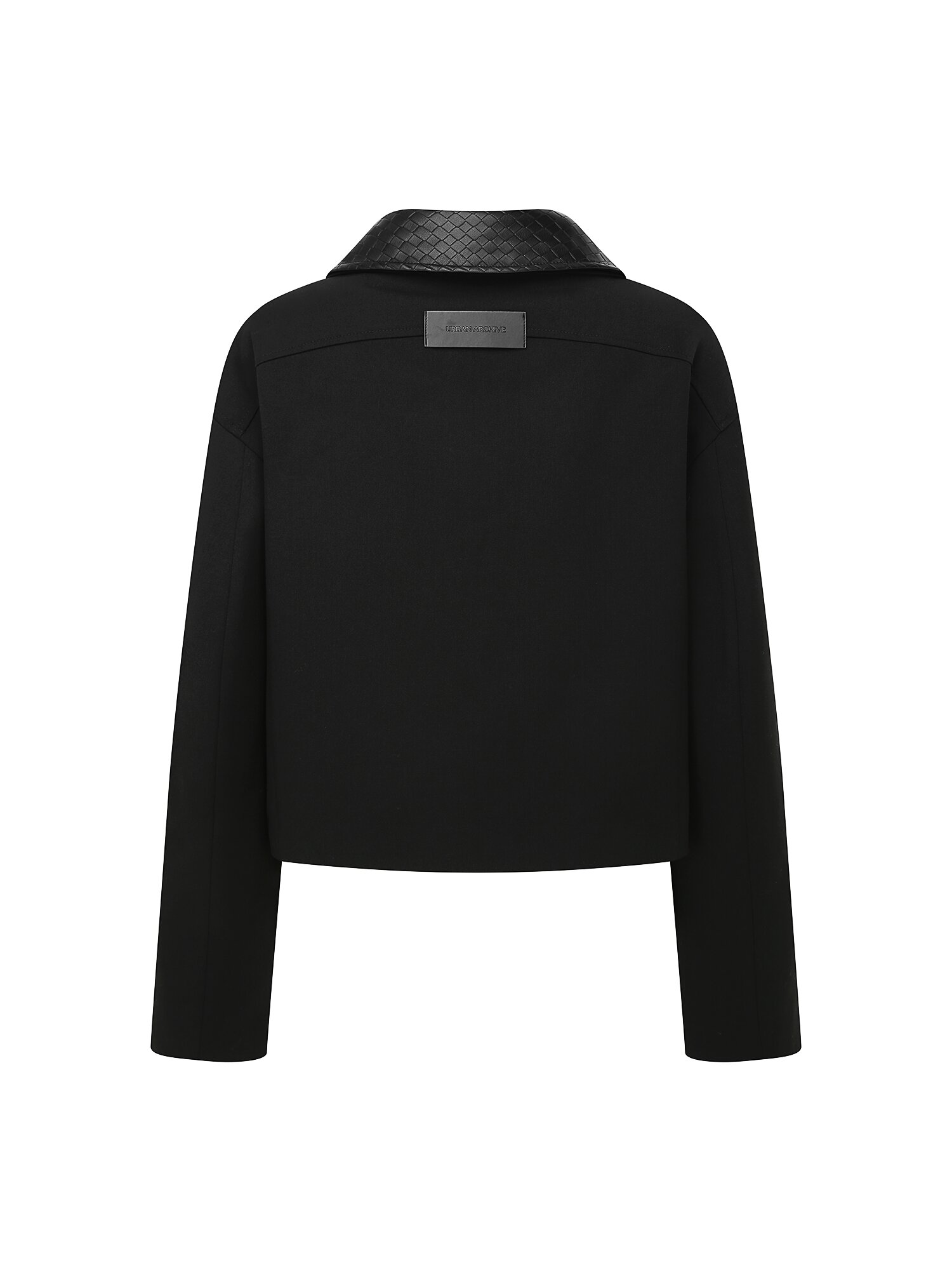 루즈핏 레더 칼라 크롭 재킷 (BLACK)