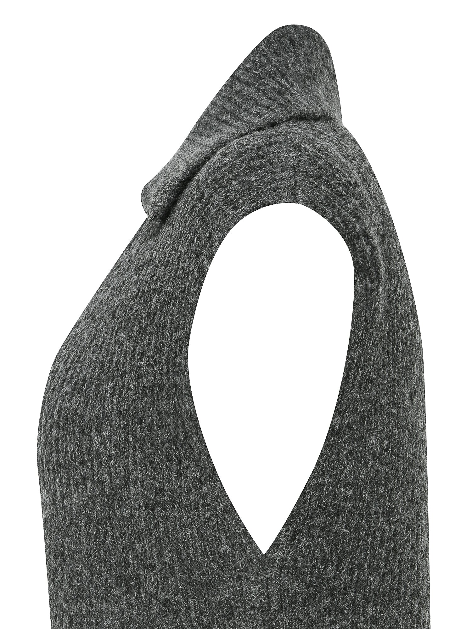 소프트 울 칼라 집업 니트 베스트 (DARK GREY)