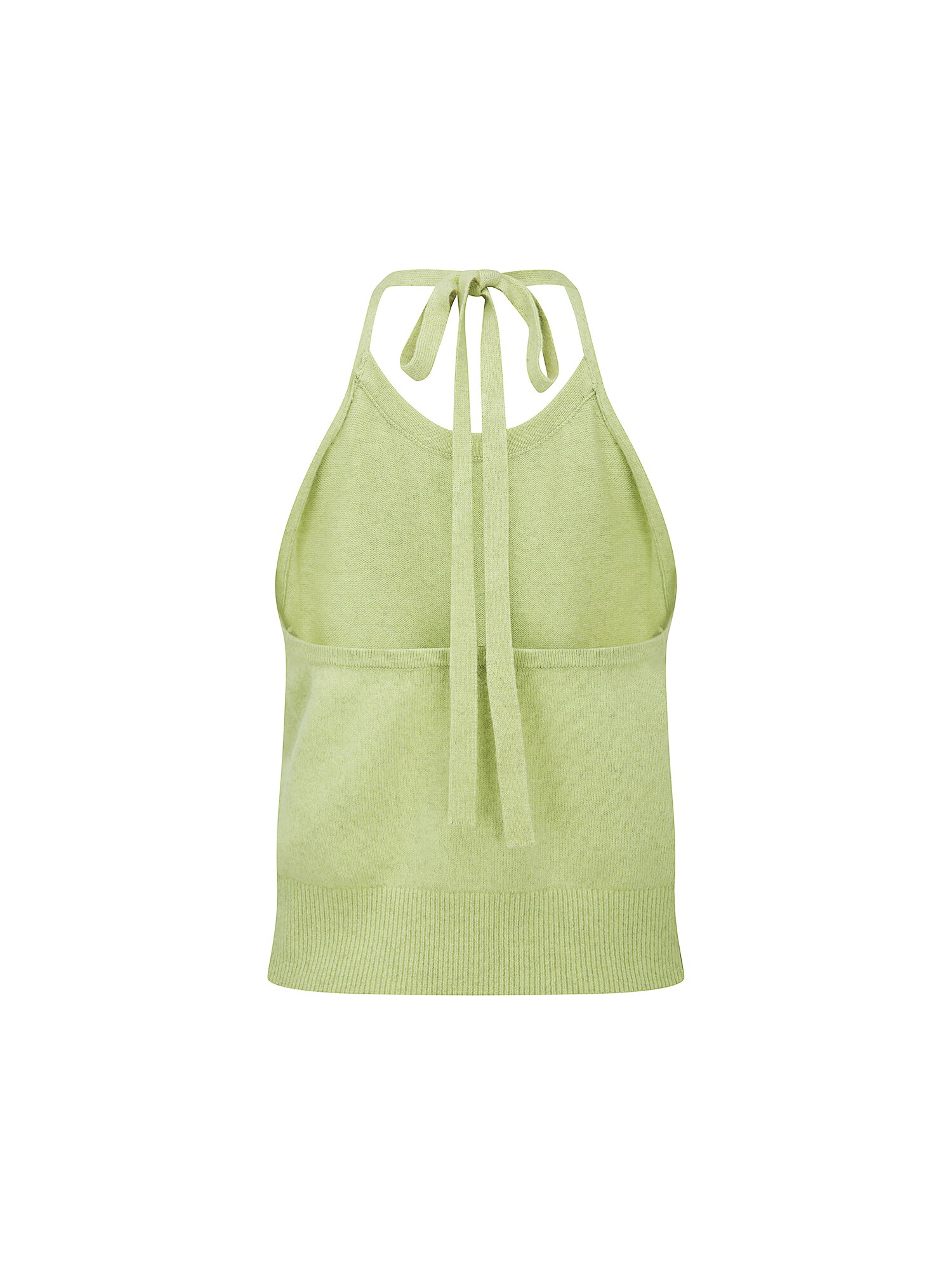 헤어리 울 홀터넥 니트 베스트 (YELLOW GREEN)