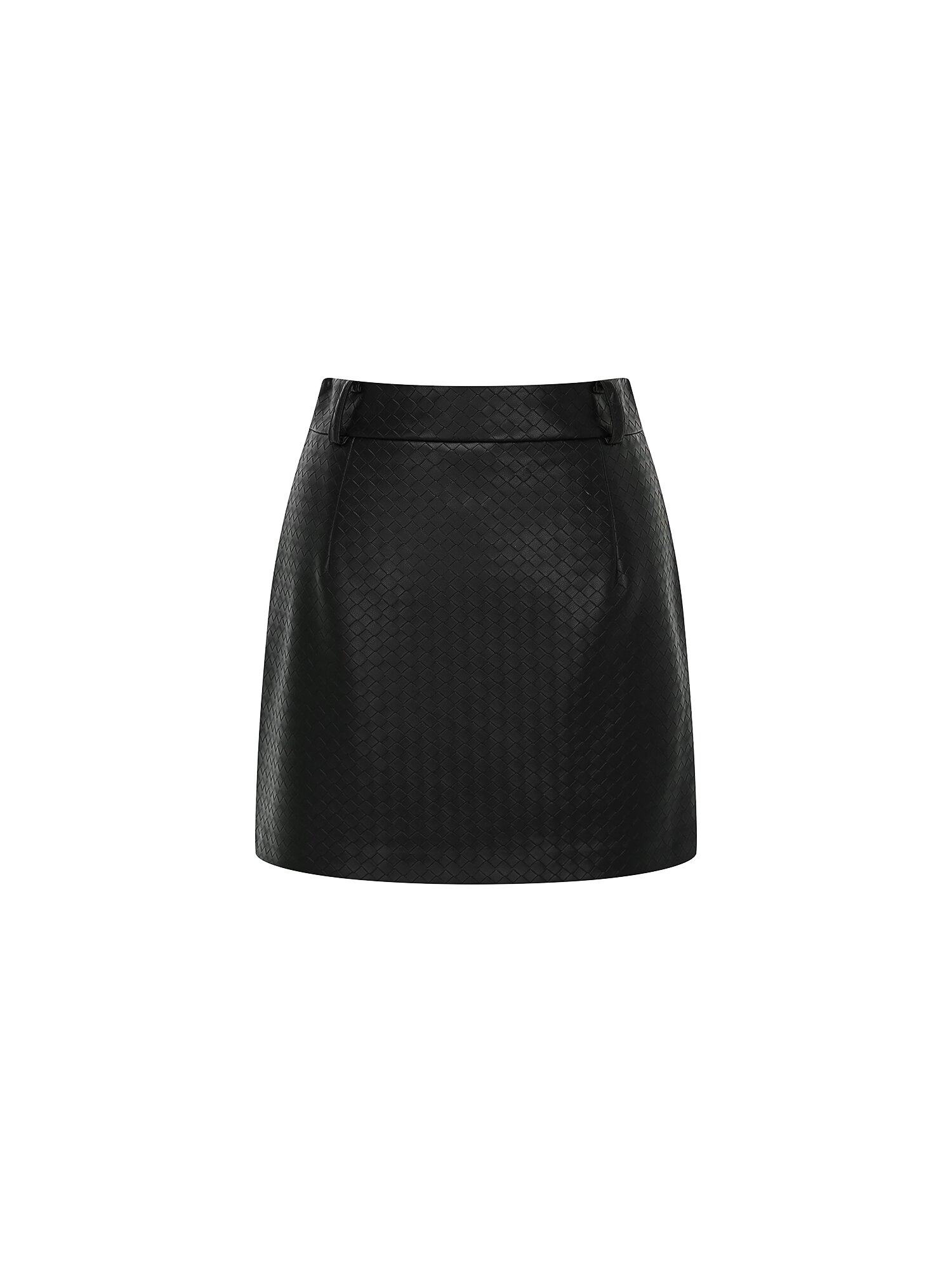 레더 A라인 미니 스커트 (BLACK)
