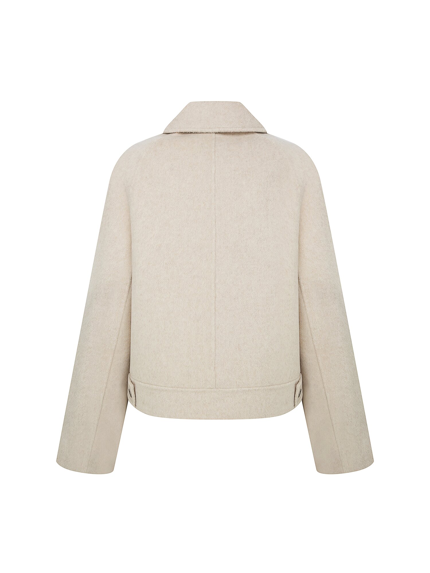 울 싱글 칼라 크롭 핸드메이드 코트 (LIGHT BEIGE)