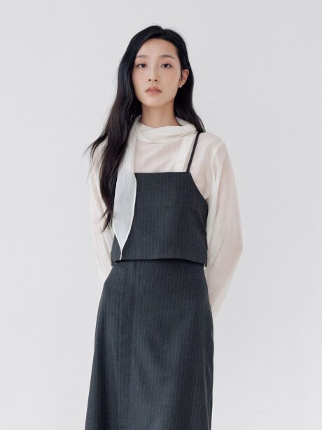 스트라이프 백 벨티드 베스트 