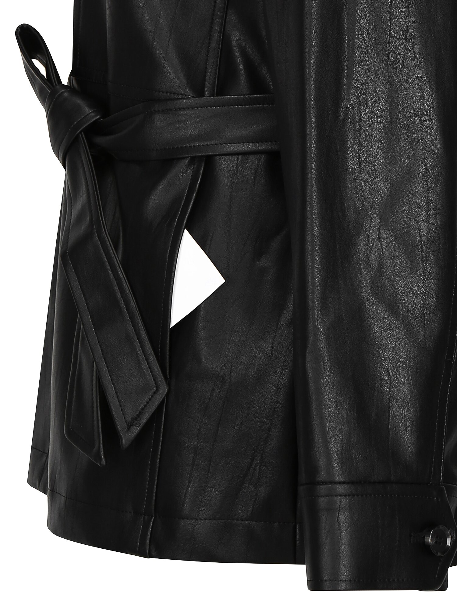 벨티드 페이크 레더 셔츠 재킷 (BLACK)