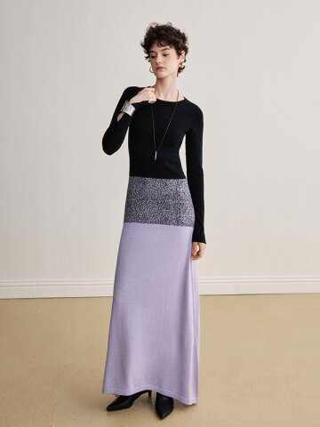 YY_Knit long-sleeve niche dress