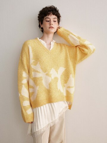 YY_Bird print wool knit