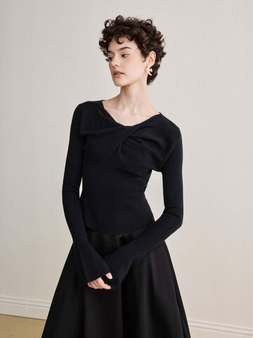 YY_Flare-sleeve wool knit_2color