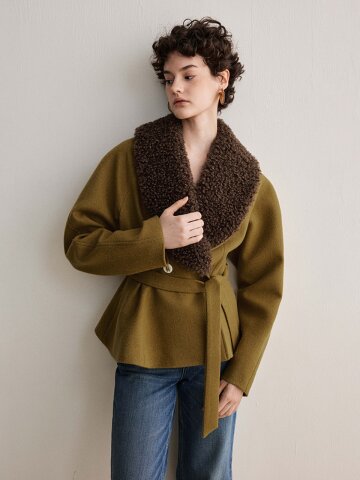 YY_Tie-up waist crop jacket