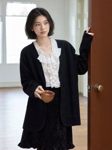 LS_Lazy loose black jacket
