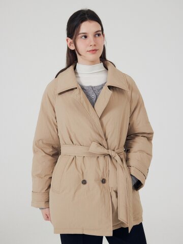 싱글 칼라 더블 버튼 덕 다운 점퍼 (BEIGE)