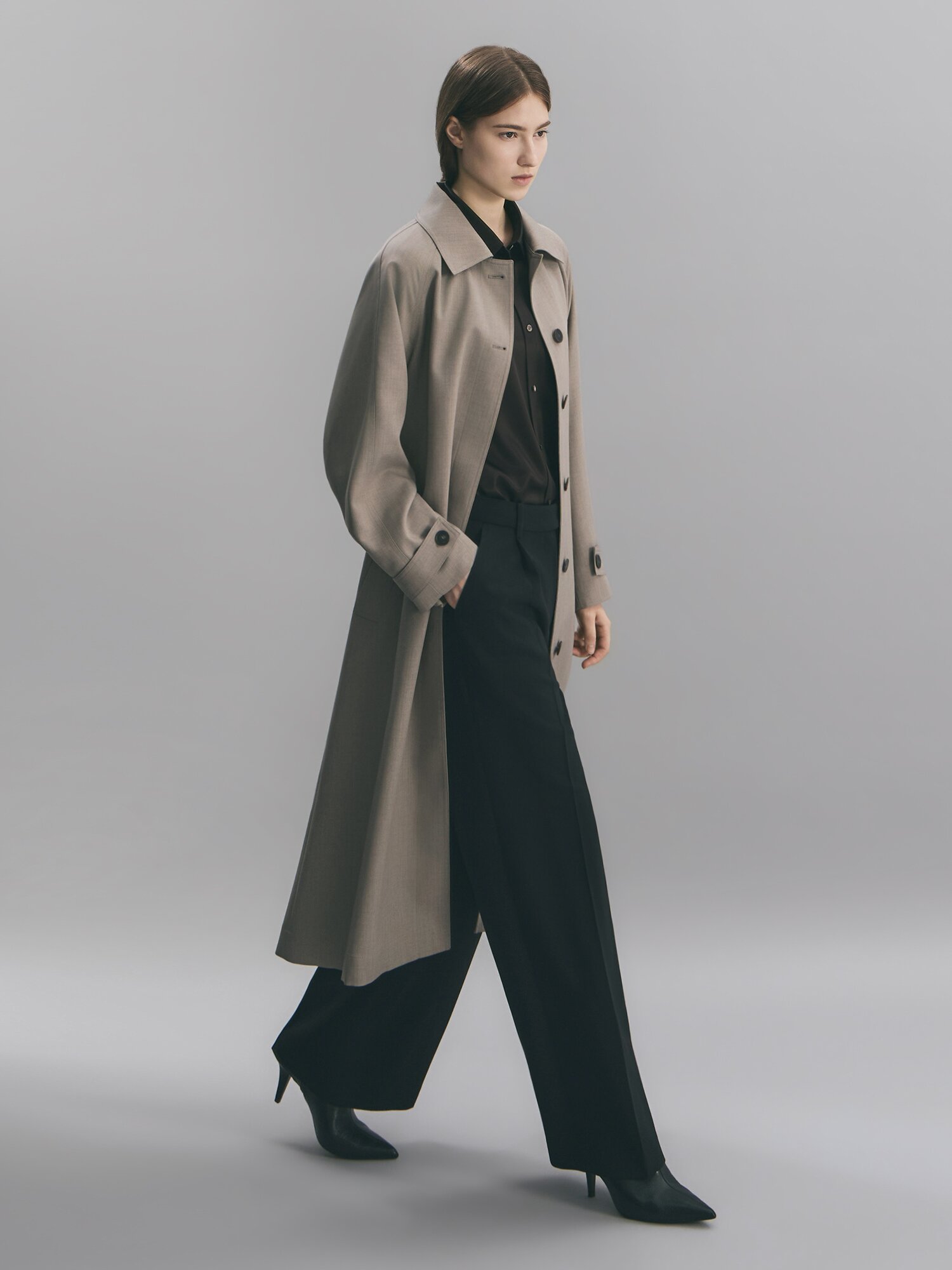 벨티드 래글런 롱 트렌치 코트 (TAUPE BEIGE)