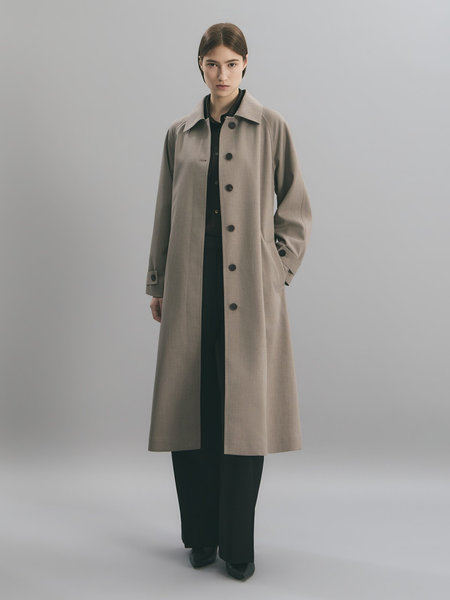 벨티드 래글런 롱 트렌치 코트 (TAUPE BEIGE)