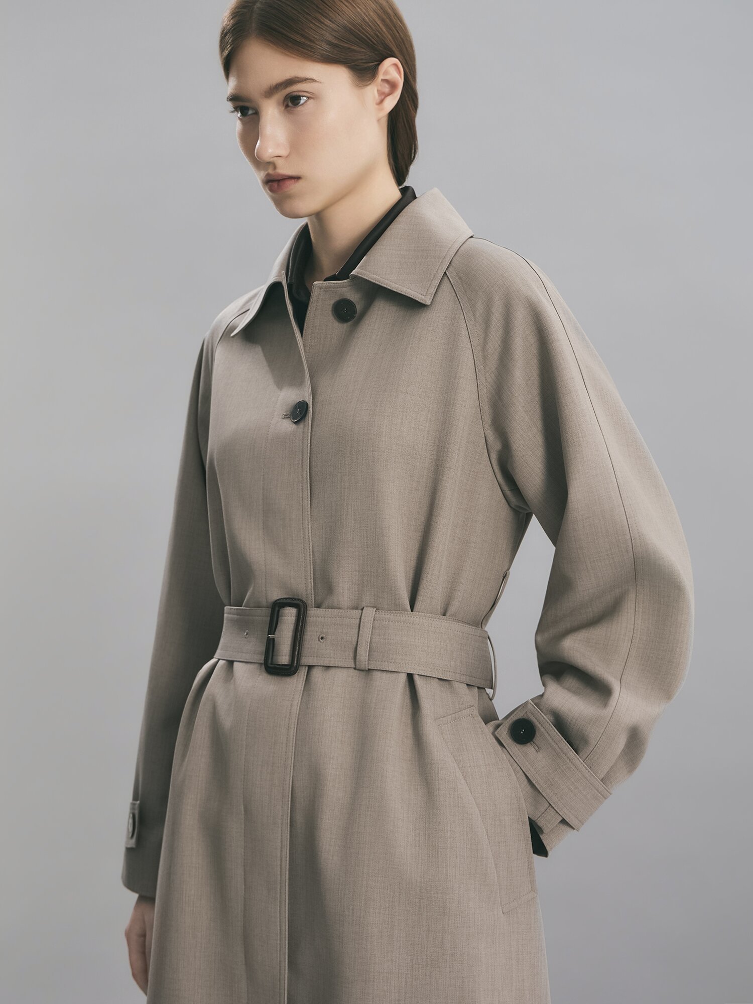 벨티드 래글런 롱 트렌치 코트 (TAUPE BEIGE)
