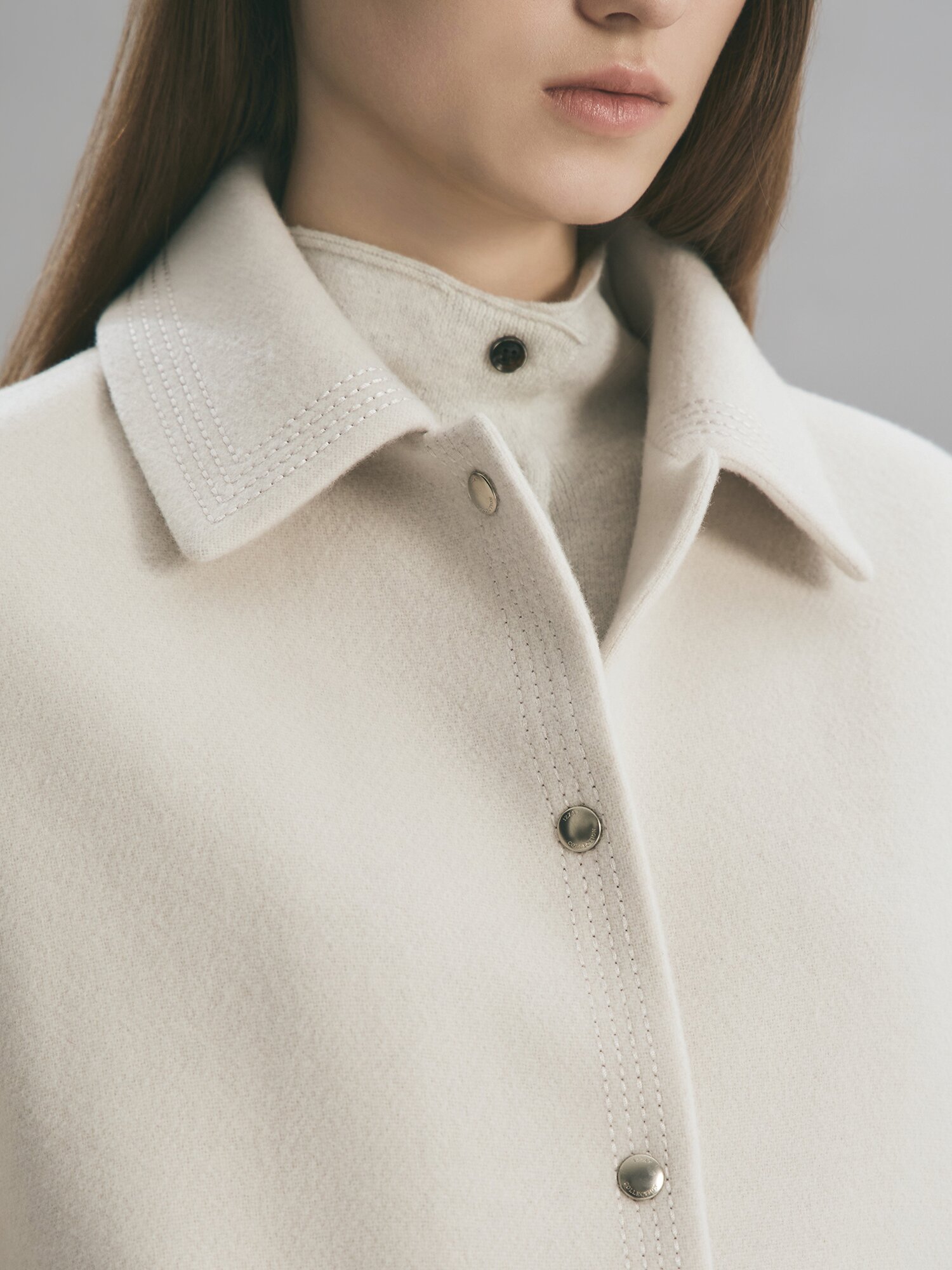 스티치 셔츠 칼라 자켓 (IVORY)