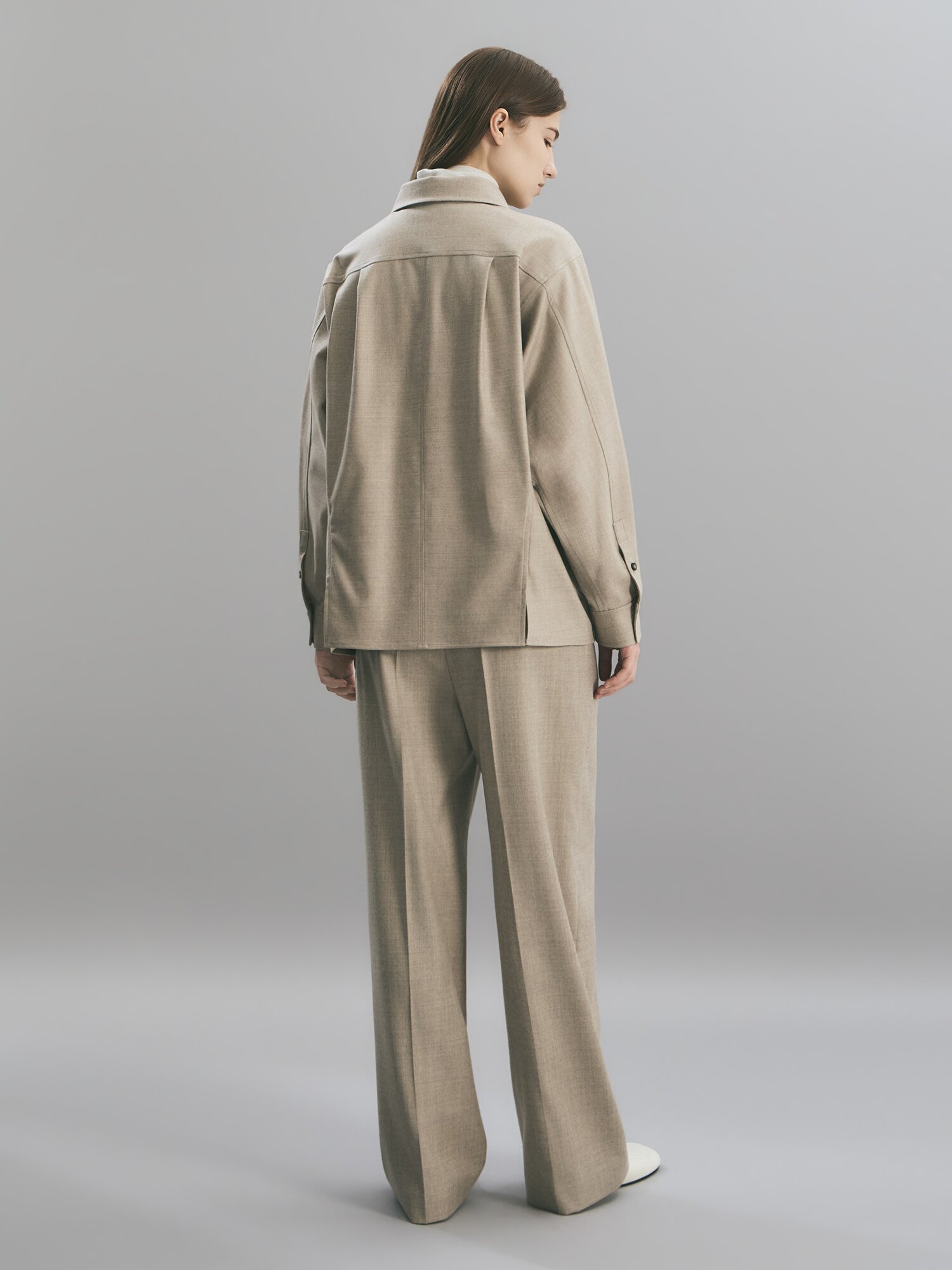 울 블렌드 와이드 슬랙스 (BEIGE)
