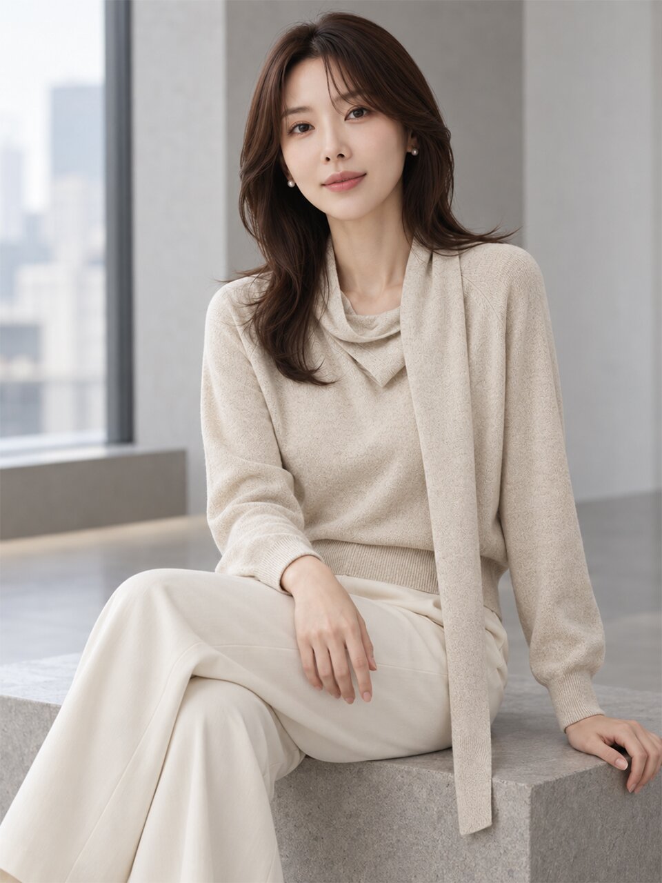 멀티웨이 스카프 타이 니트