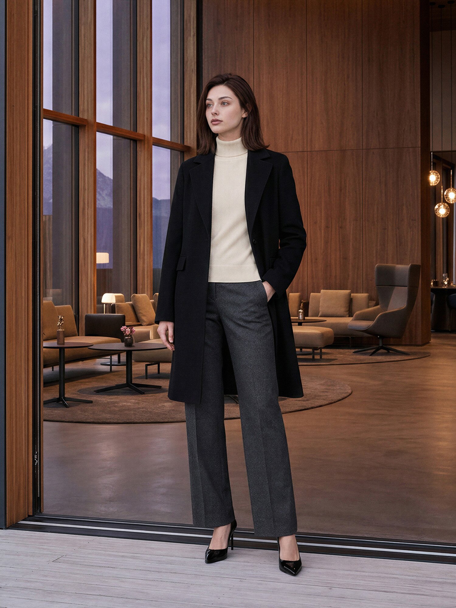 캐시미어 원버튼 핸드메이드 코트 (BLACK)