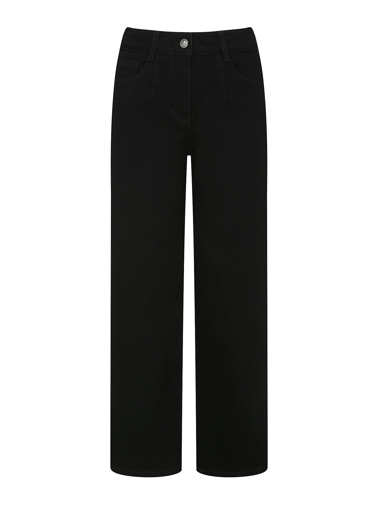 기모 자수 와이드 일자핏 데님 팬츠 (BLACK)