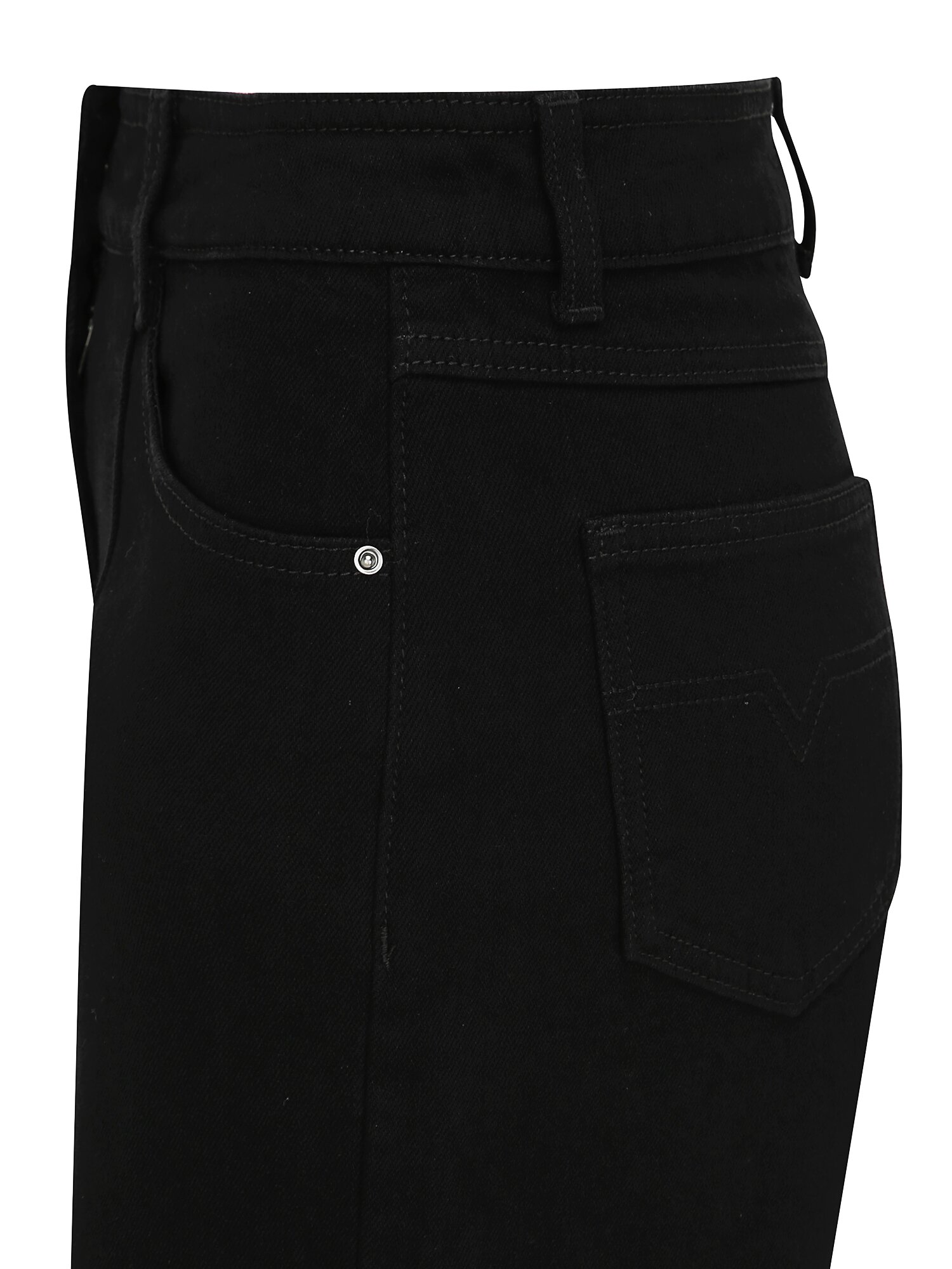 기모 자수 와이드 일자핏 데님 팬츠 (BLACK)