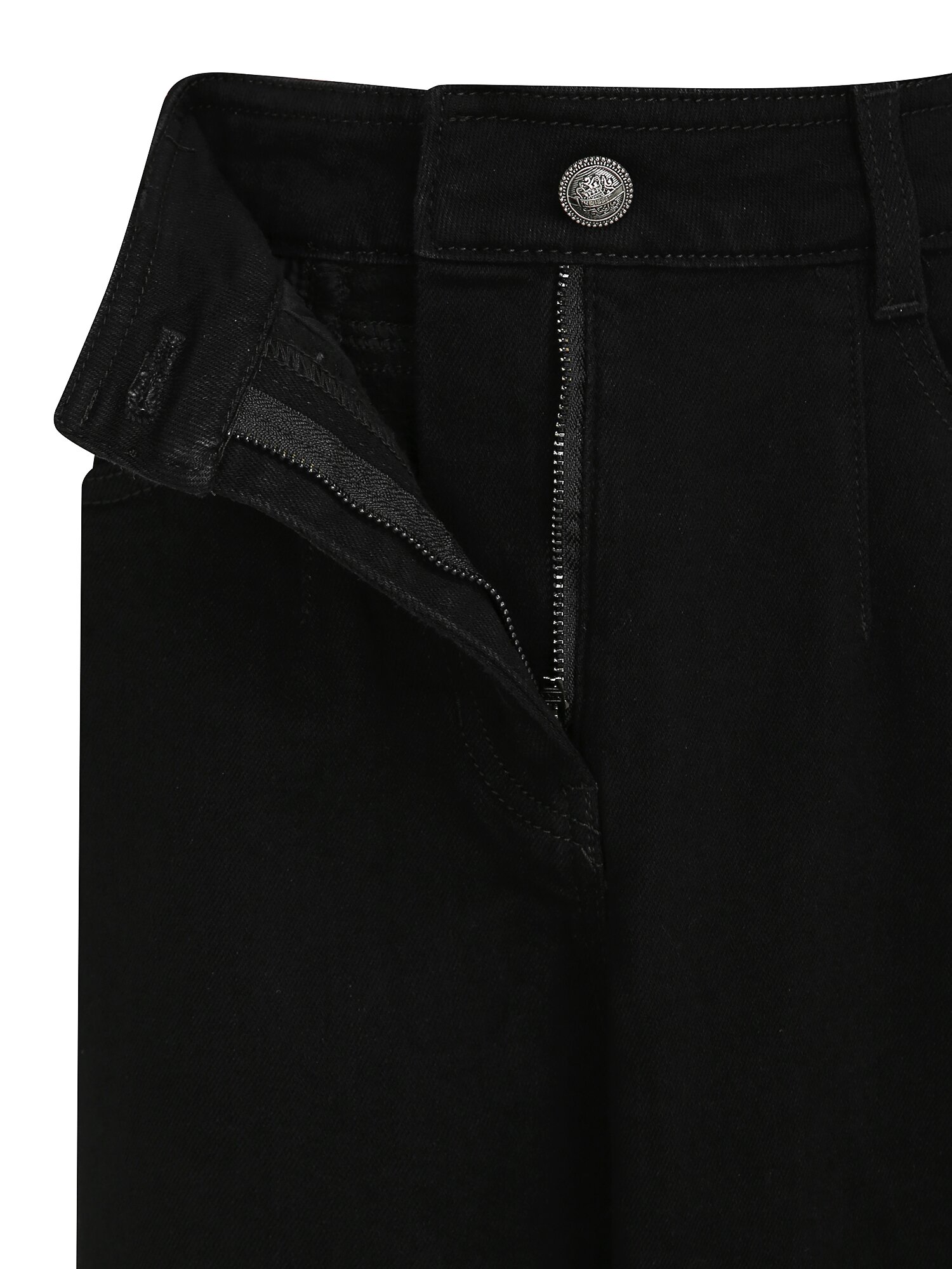 기모 자수 와이드 일자핏 데님 팬츠 (BLACK)