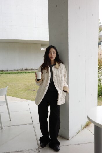 기모 자수 와이드 일자핏 데님 팬츠 