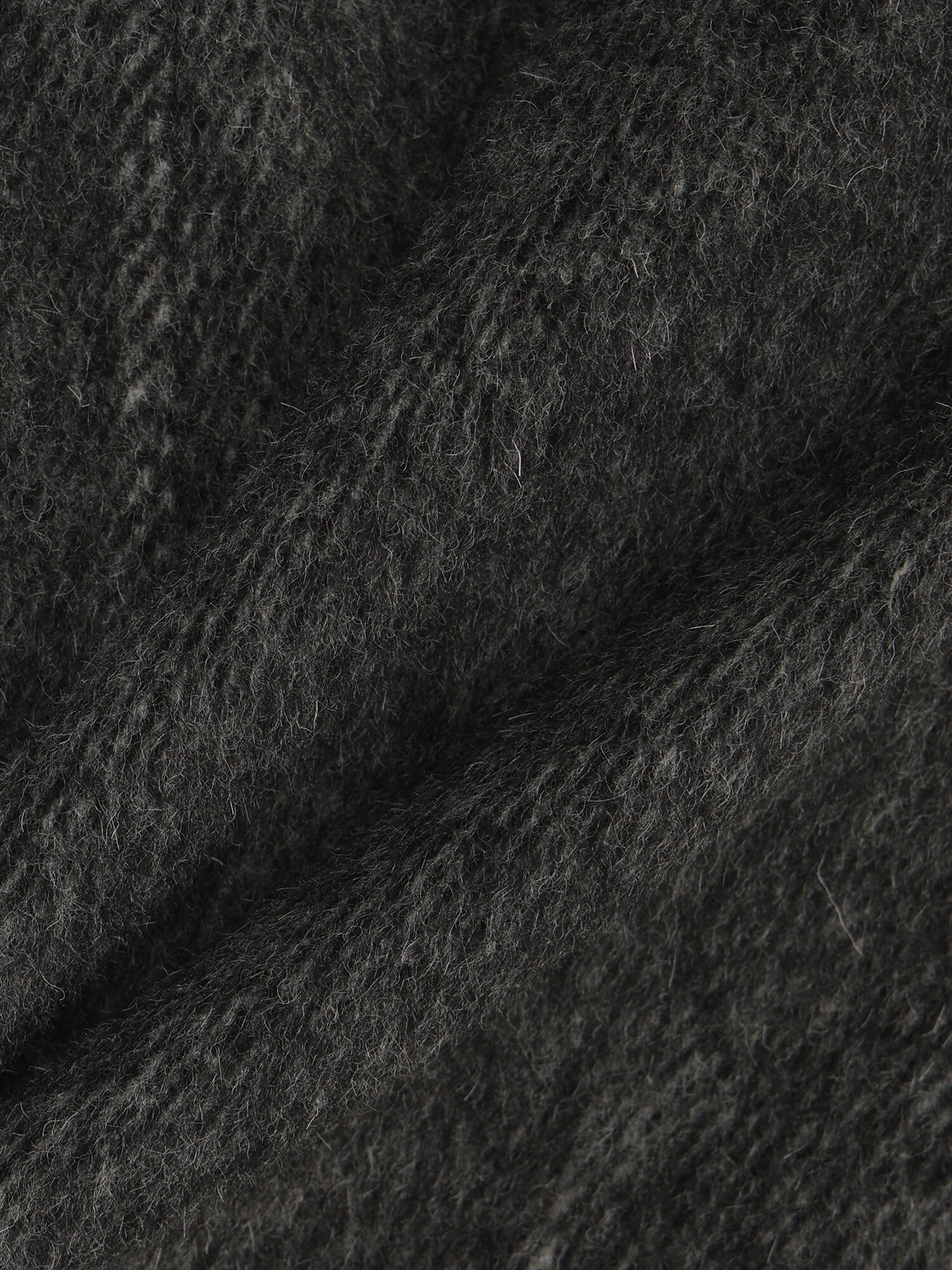 울 알파카 하이넥 벨티드 롱 코트 (DARK GREY)