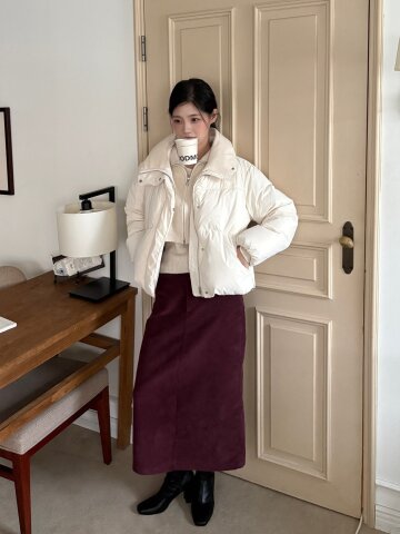 덕 다운 하이넥 푸퍼 점퍼 