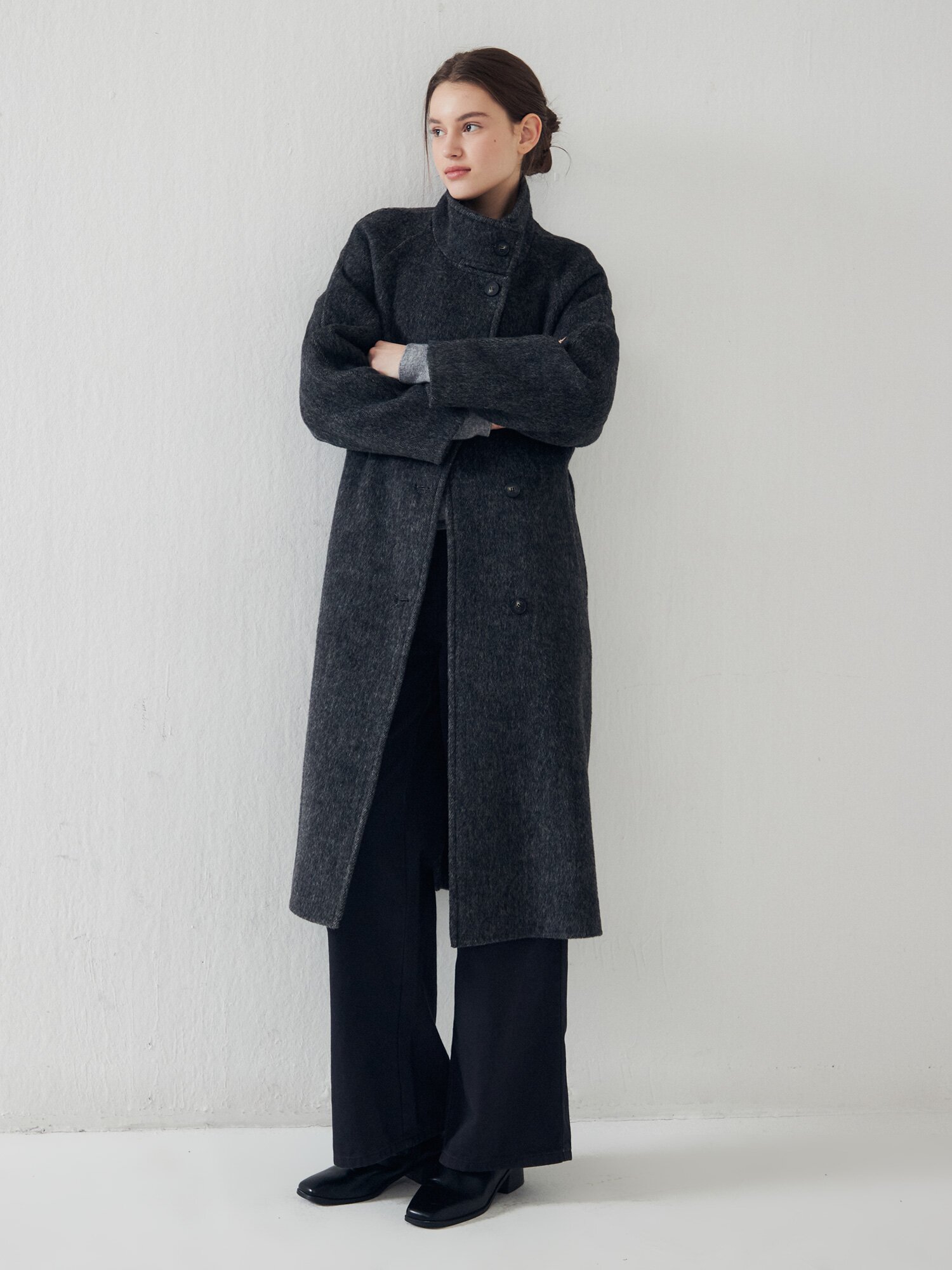 스트레이트 핏 코튼 팬츠 (DARK GREY)