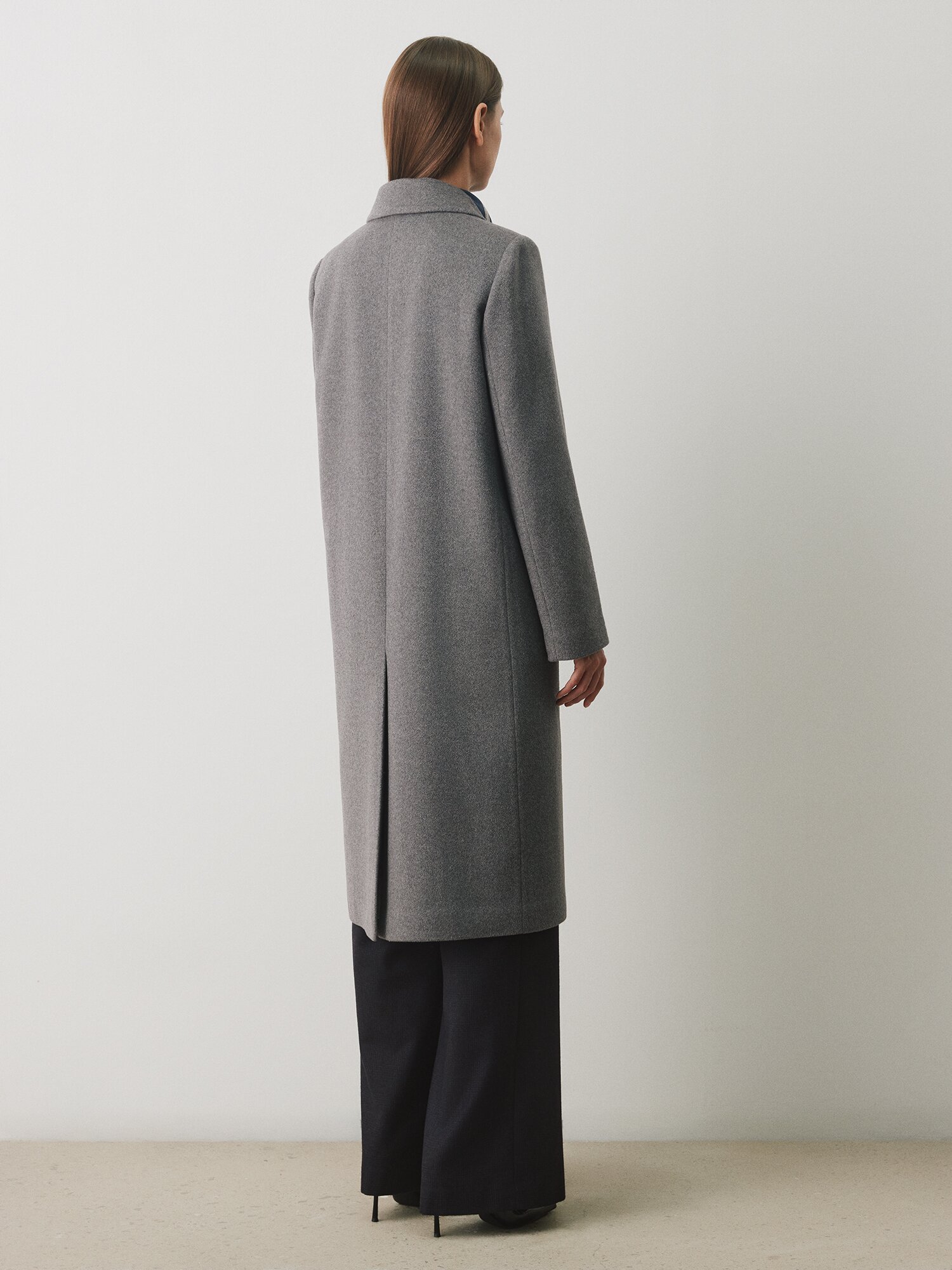 캐시미어 더블 히든 버튼 롱 코트 (GREY)