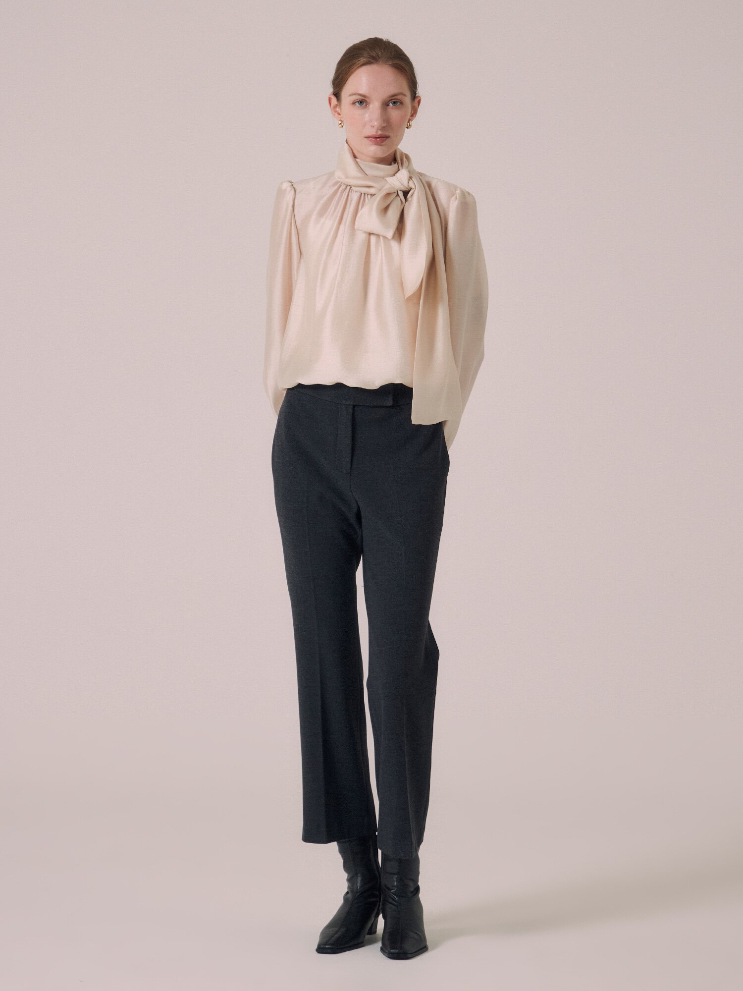 기모 절개 슬림 일자핏 팬츠 (DARK GREY)