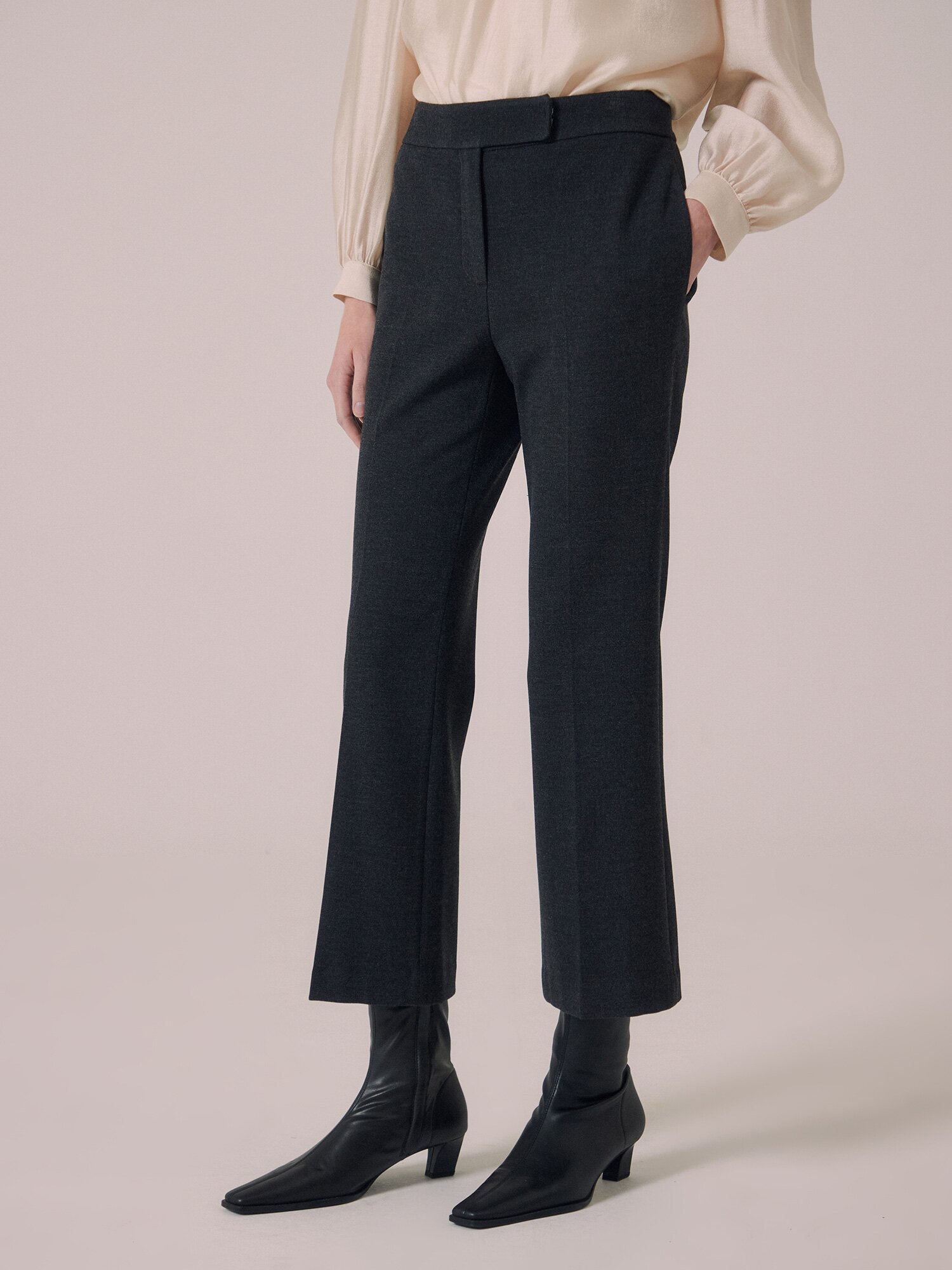 기모 절개 슬림 일자핏 팬츠 (DARK GREY)