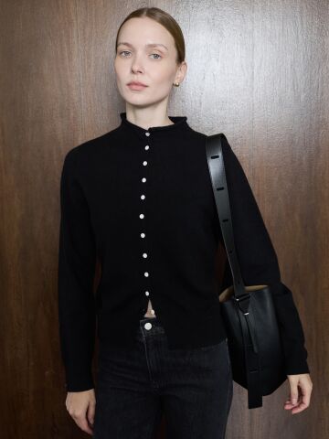 Mock Neck Cardigan_Black





