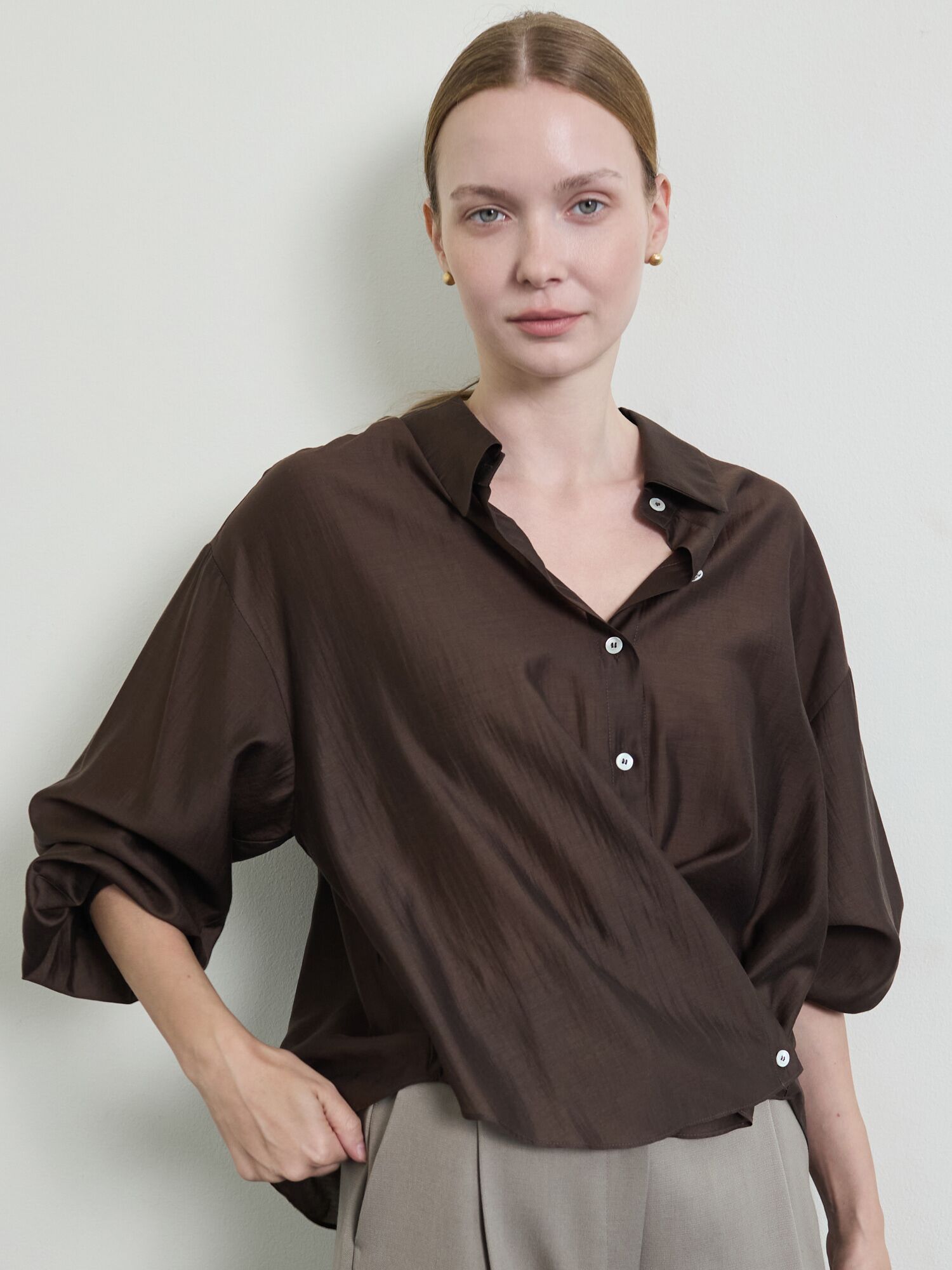 Luster Shirt_Chestnut