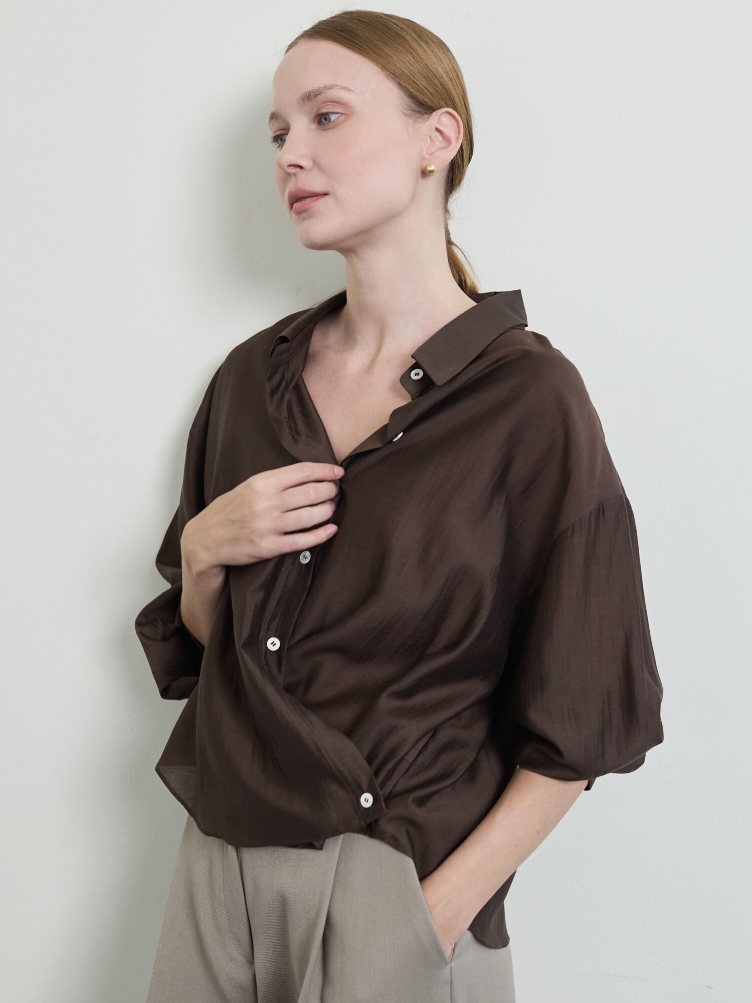 Luster Shirt_Chestnut