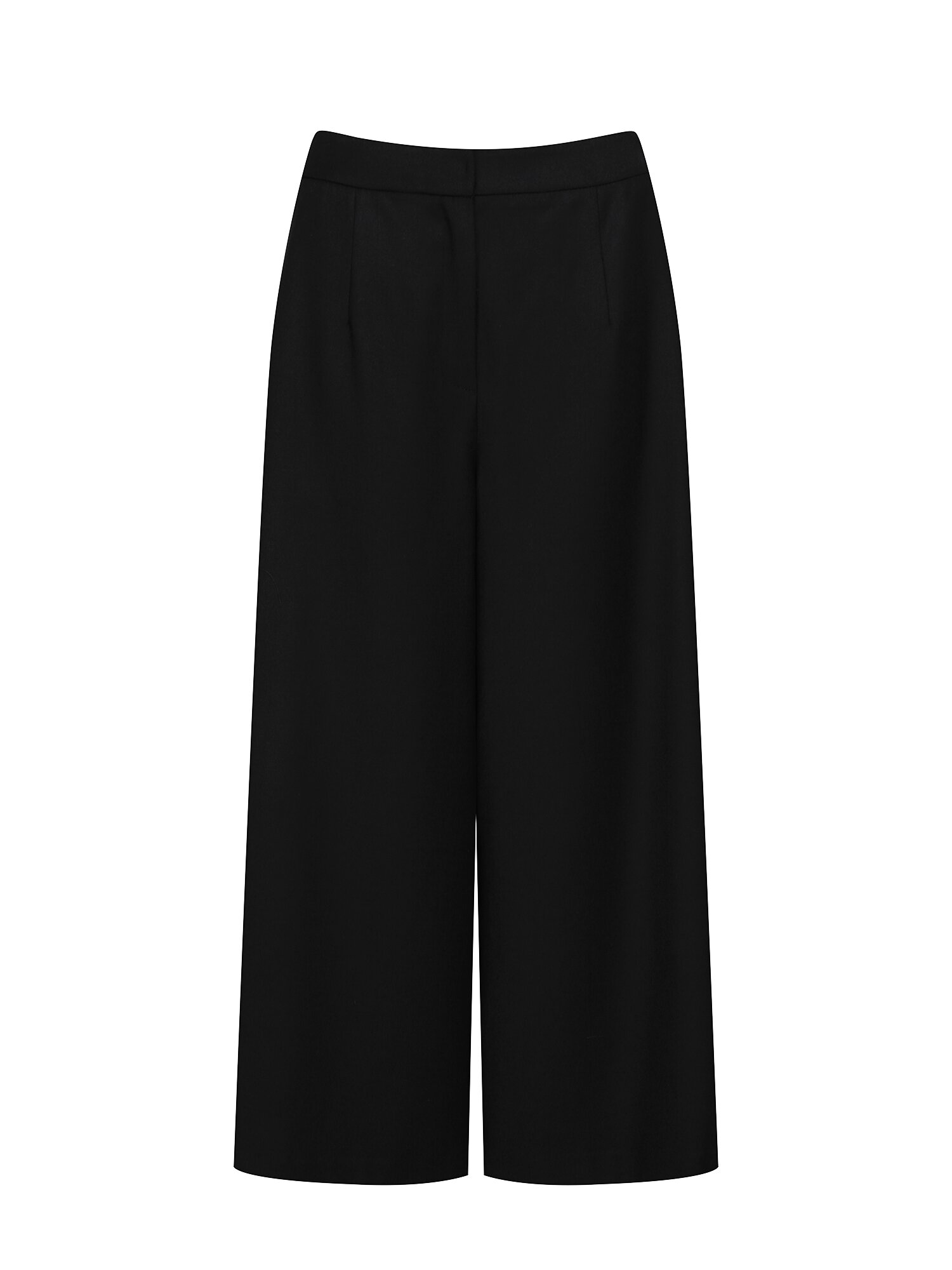 울 백 밴딩 퀼로트 크롭 팬츠 (BLACK)
