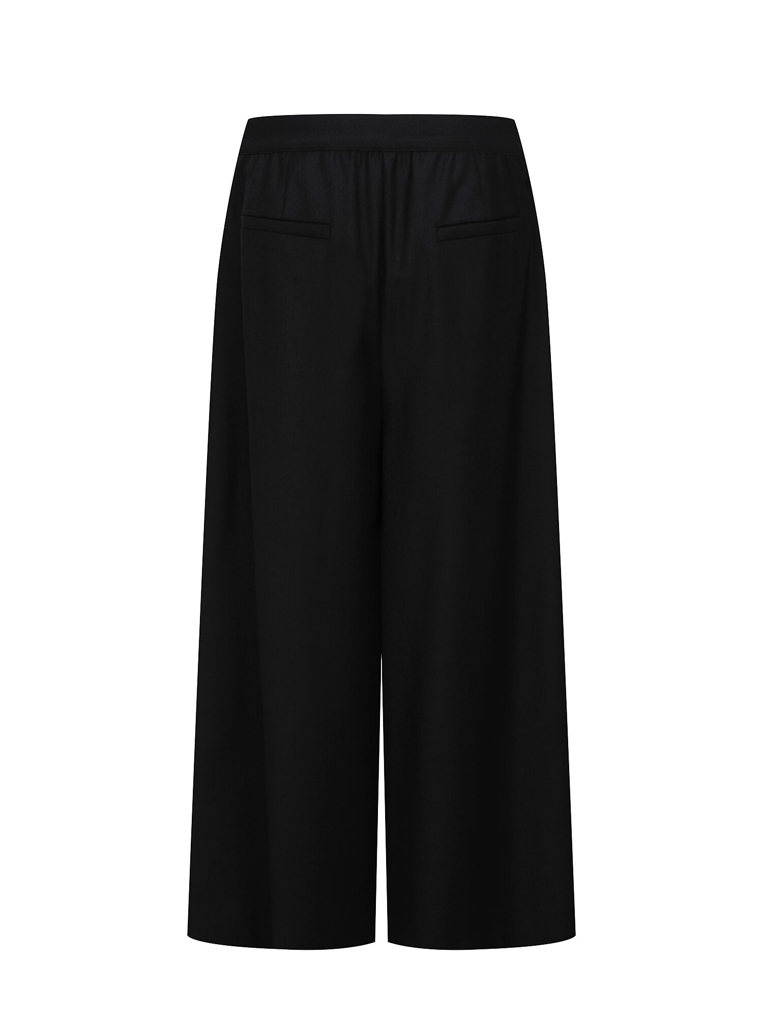 울 백 밴딩 퀼로트 크롭 팬츠 (BLACK)