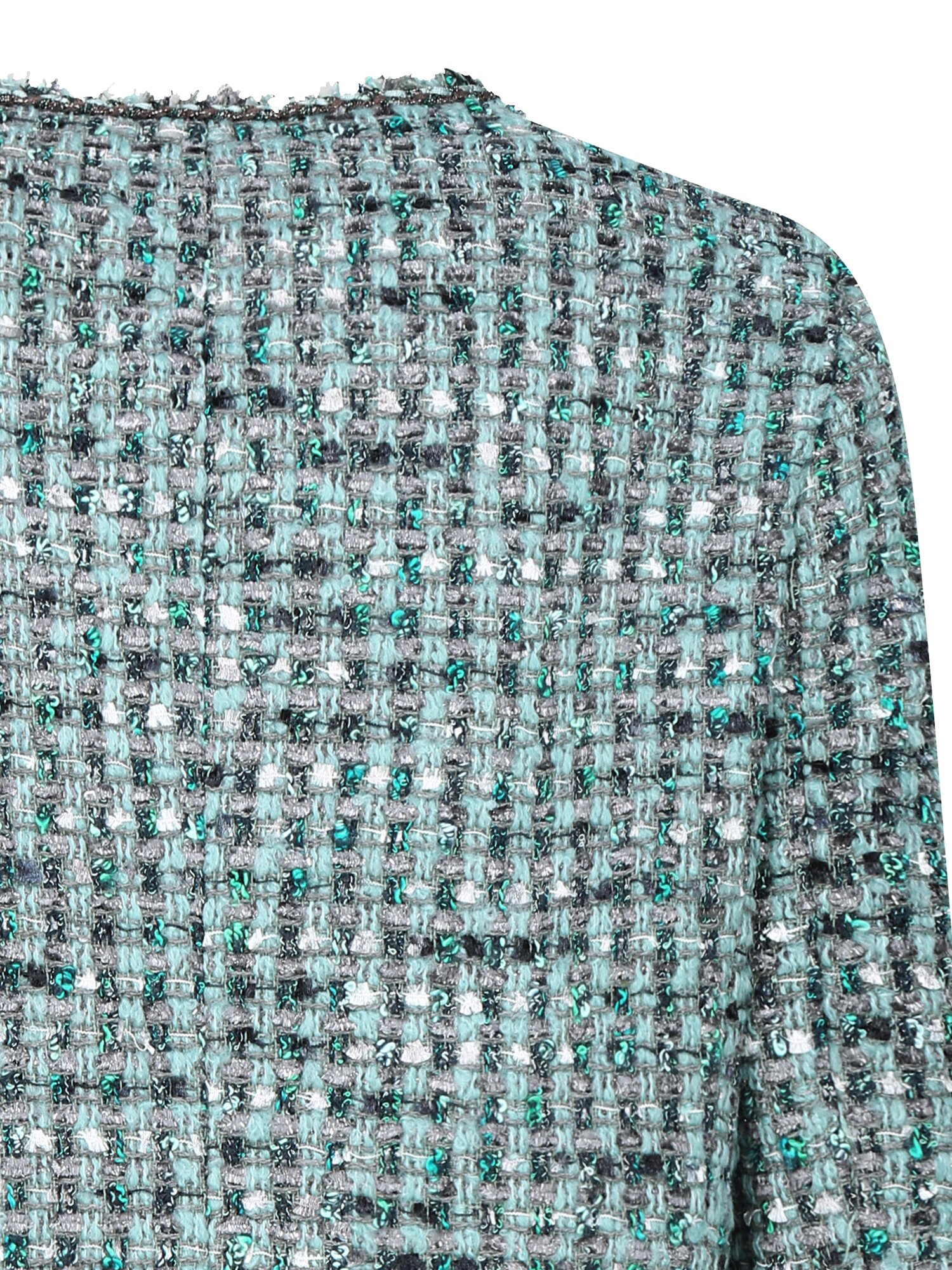 트위드 라운드넥 프린지 크롭 자켓 (MINT)
