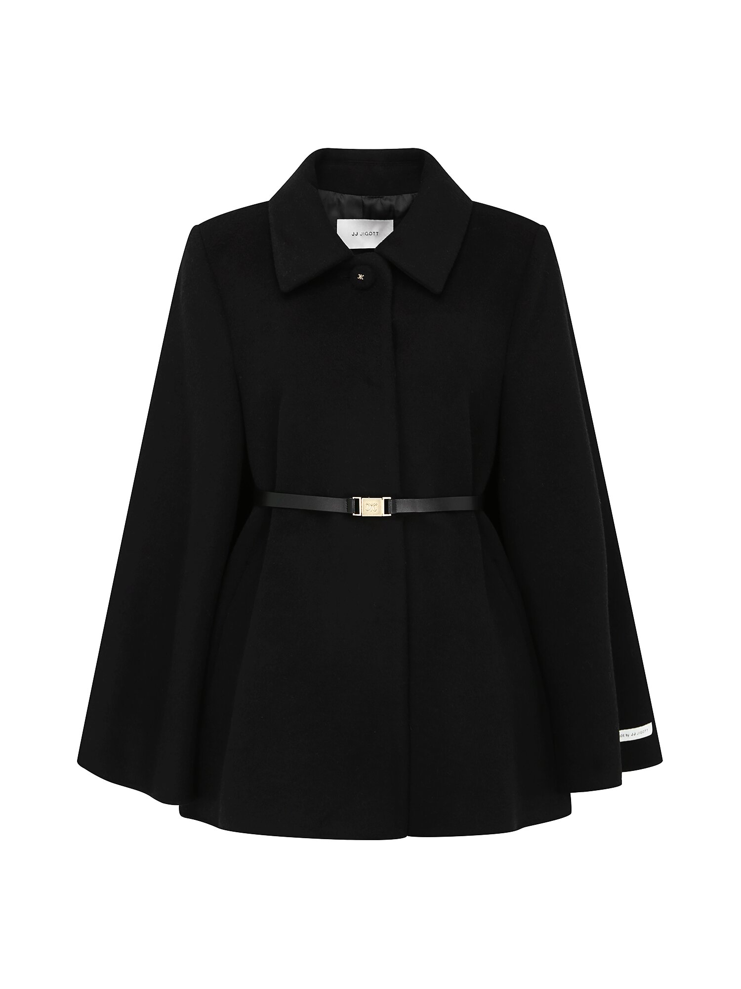 울 케이프 하프 핸드메이드 코트 (BLACK)