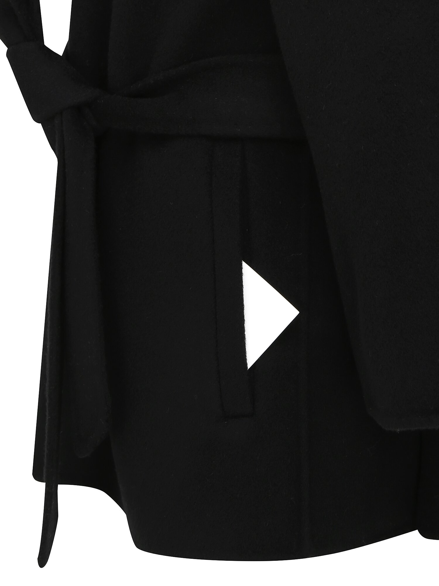 폭스퍼 칼라 울 하이넥 케이프 재킷 (BLACK)