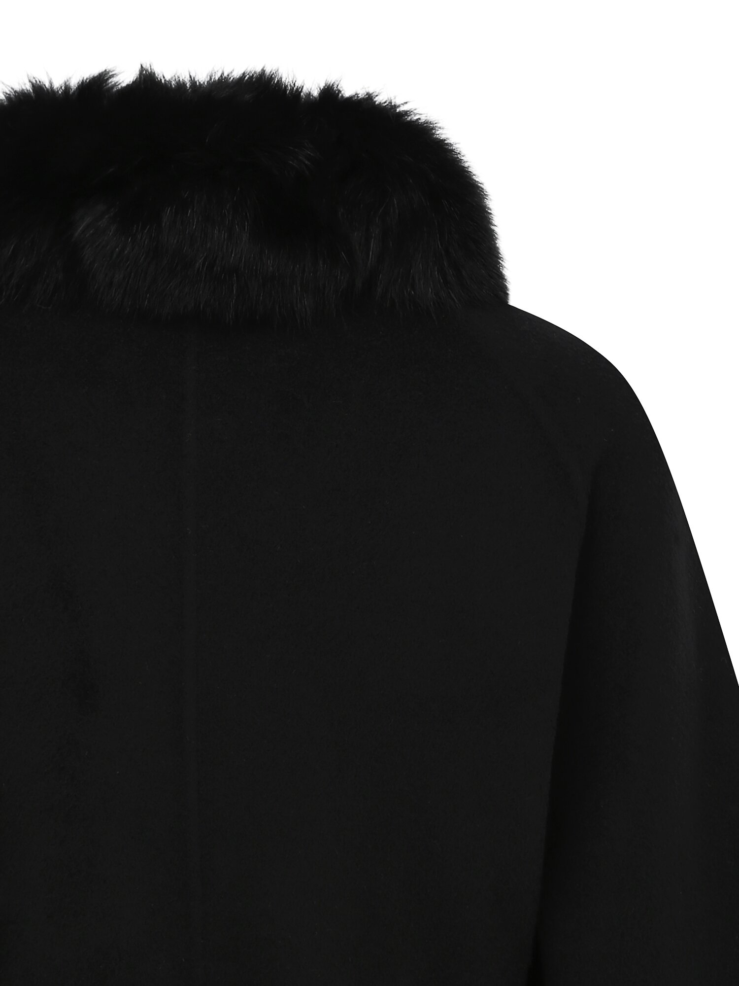 폭스퍼 칼라 울 하이넥 케이프 재킷 (BLACK)