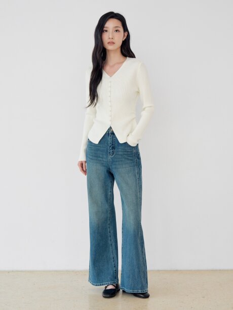 절개 라인 부츠컷 데님 팬츠 