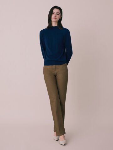 코튼 스트레이트 데님 팬츠 (KHAKI)