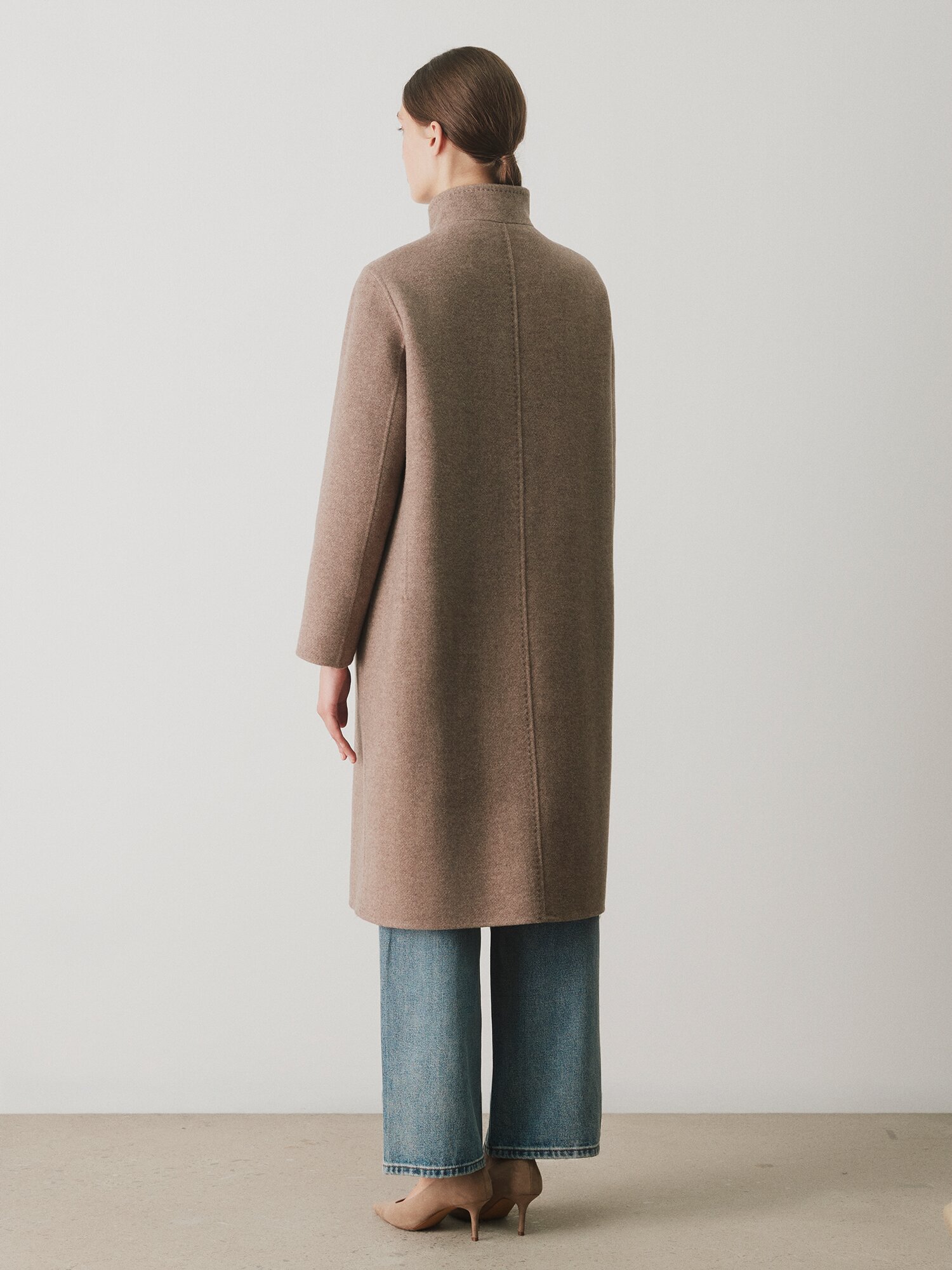 캐시미어 하이넥 핸드메이드 코트 (SEPIA )