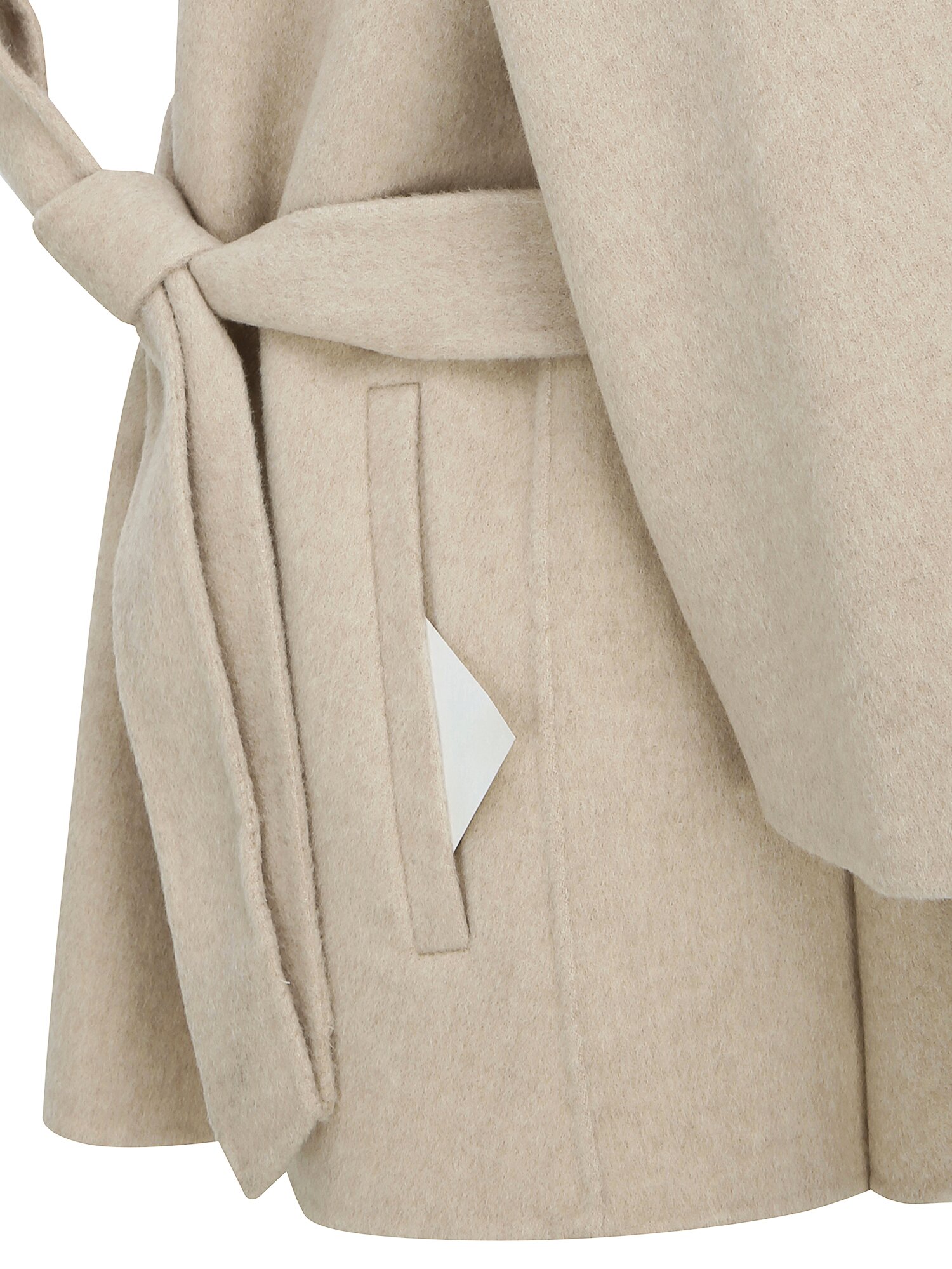 폭스퍼 칼라 울 하이넥 케이프 재킷 (MELANGE BEIGE)