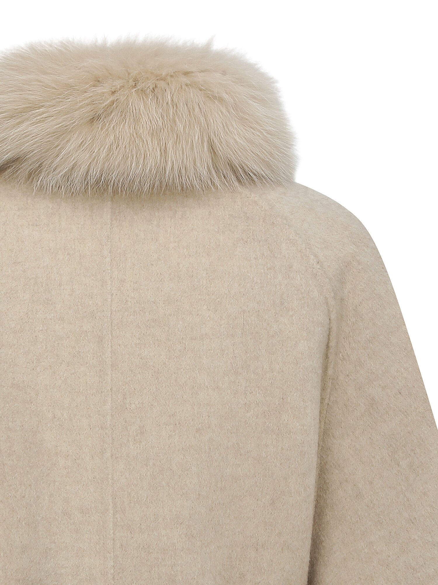 폭스퍼 칼라 울 하이넥 케이프 재킷 (MELANGE BEIGE)