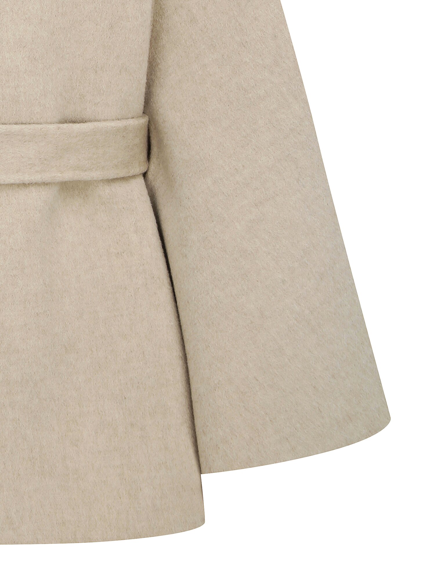 폭스퍼 칼라 울 하이넥 케이프 재킷 (MELANGE BEIGE)