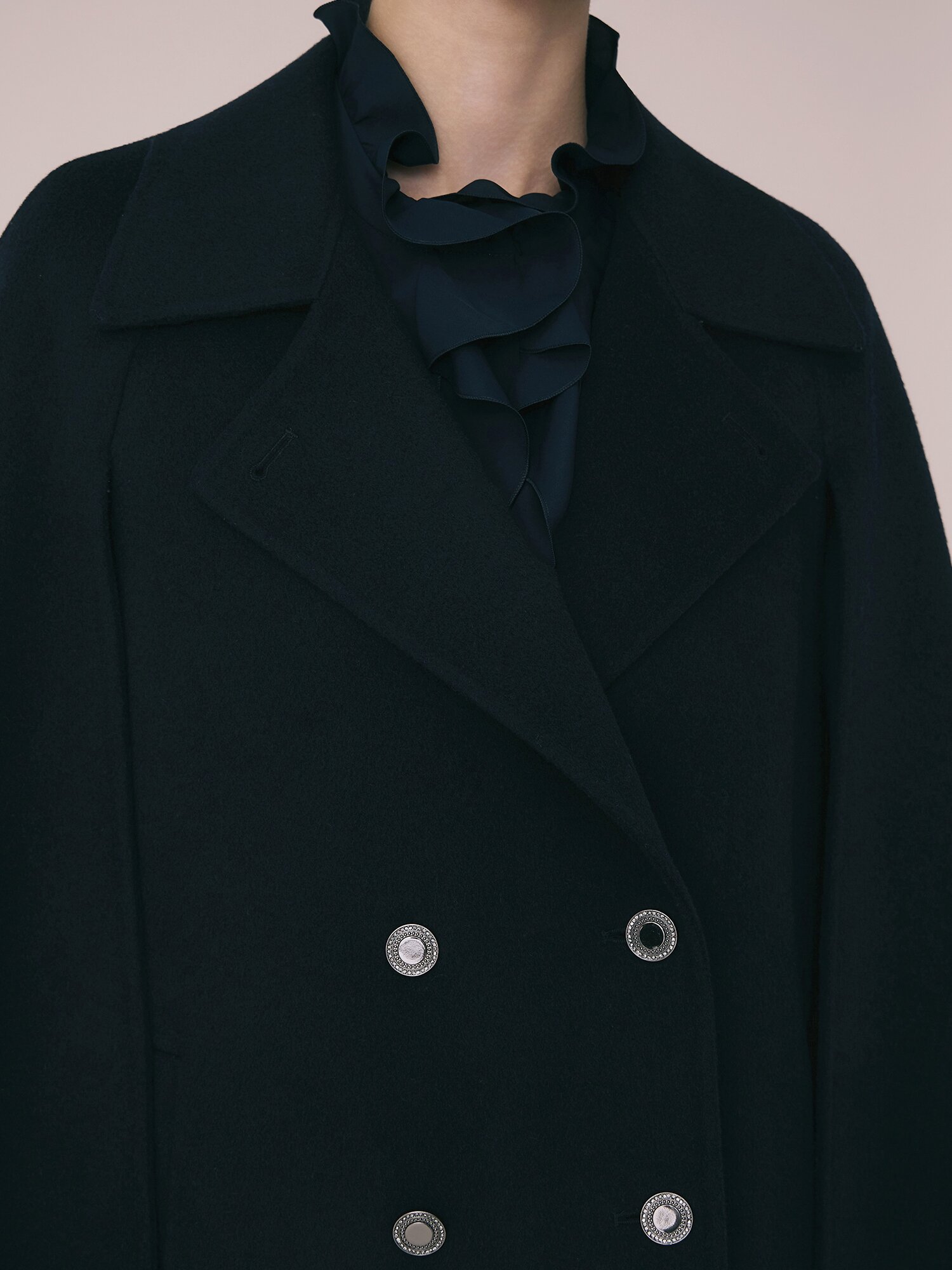 벨티드 케이프 자켓 (NAVY)